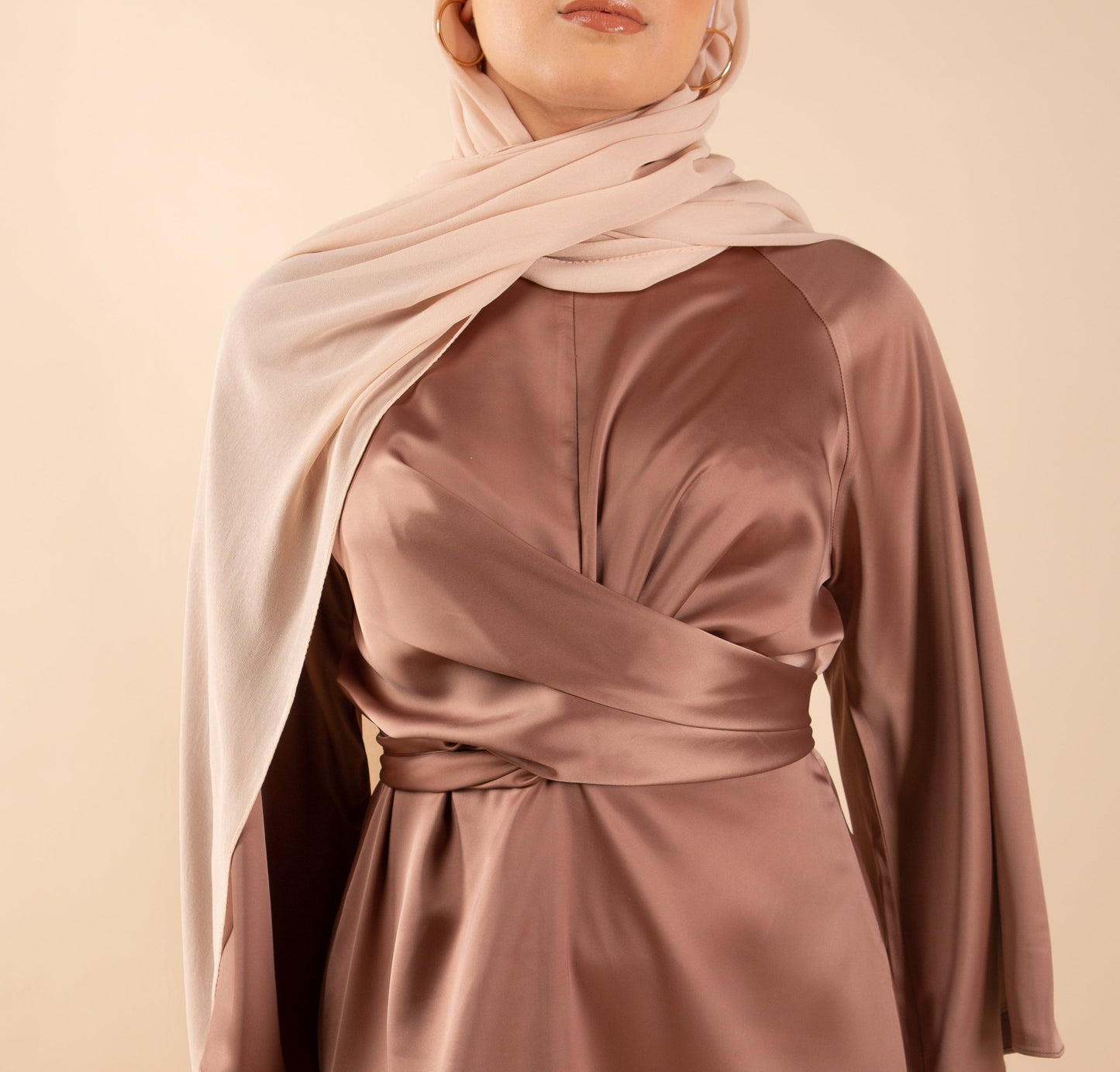 Azalea tie Satin Maxi Dress - Gold Caramel