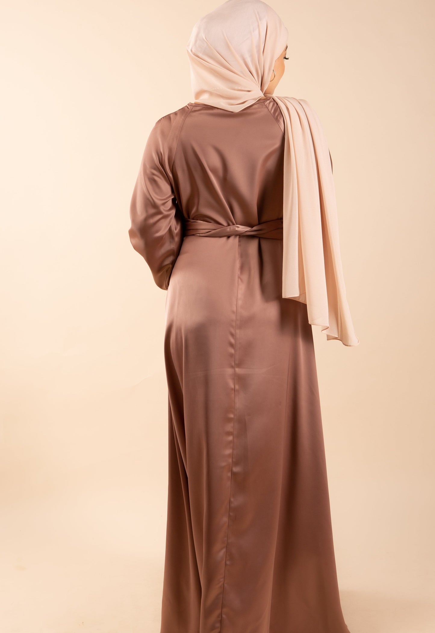 Azalea tie Satin Maxi Dress - Gold Caramel