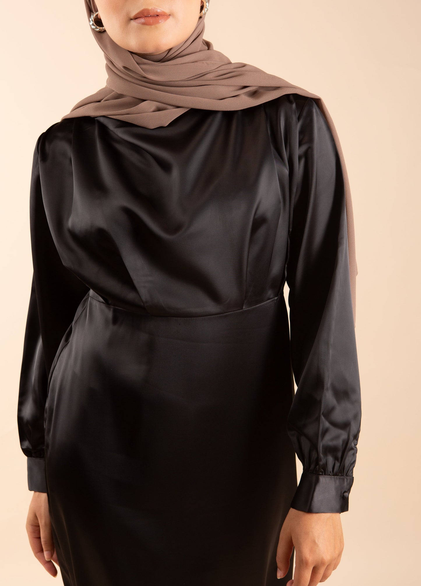 Emerald Satin Robe longue - Night Black