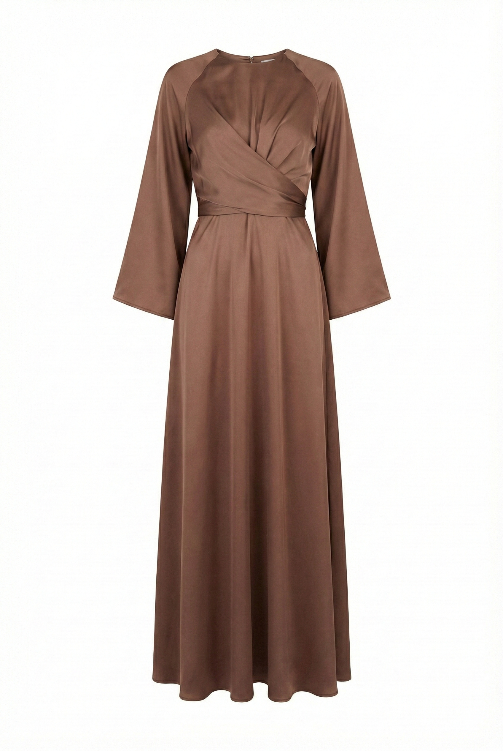 Satin Wrap Modest Maxi Dress Caramel ALMIROMODE Satin Wrap Modest Maxi Dress Caramel ALMIROMODE