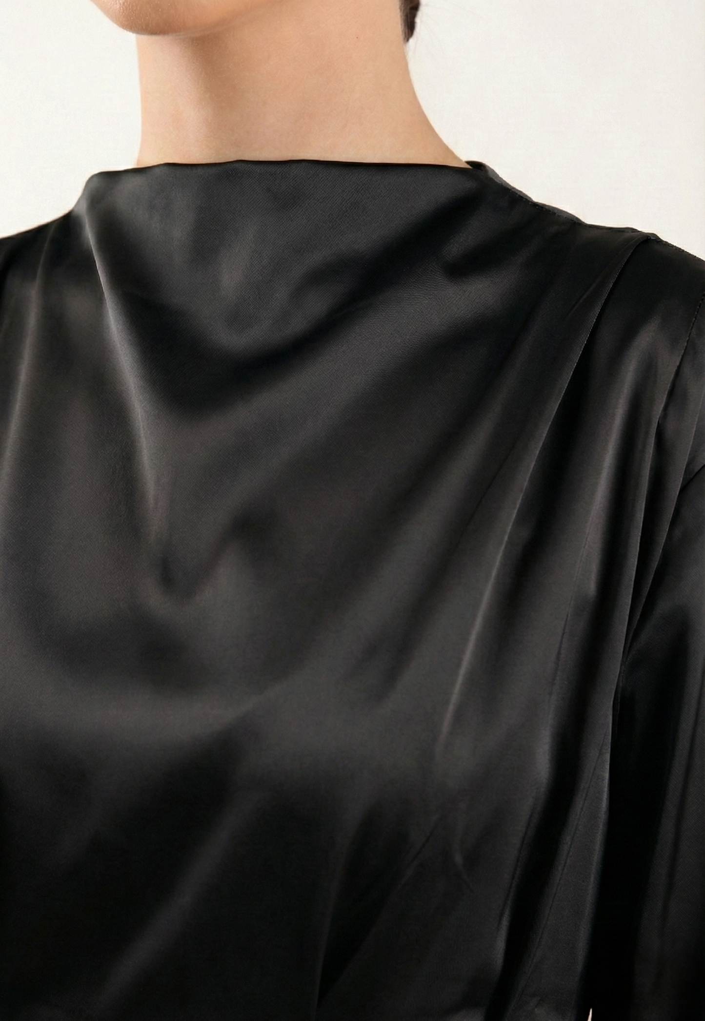 Black Satin Modest Maxi Dress