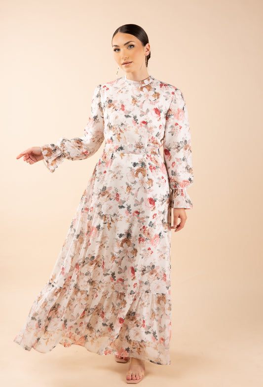  Liliy Chiffon Robe longue - Floral